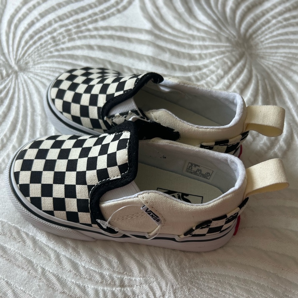 Vans Slip-On Checkerboard Skate Shoe - Baby / Toddler - Black / White